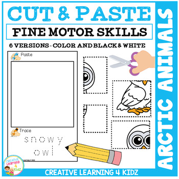 Preview of Cut and Paste Fine Motor Skills Puzzle Worksheets: Arctic Animals
