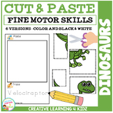 Cut and Paste Fine Motor Skills Puzzle Worksheets: Dinosaurs