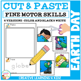 Cut and Paste Fine Motor Skills Puzzle Worksheets: Earth Day