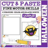 Cut and Paste Fine Motor Skills Puzzle Worksheets: Hallowe