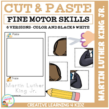 Preview of Cut and Paste Fine Motor Skills Puzzle Worksheets: Martin Luther King Day