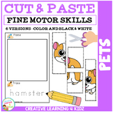 Cut and Paste Fine Motor Skills Puzzle Worksheets: Pets