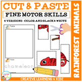 Cut and Paste Fine Motor Skills Puzzle Worksheets: Rainfor