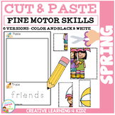 Cut and Paste Fine Motor Skills Puzzle Worksheets: Spring