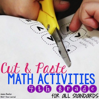 Preview of Fourth Grade Math Worksheets BUNDLE - ALL Standards Cut & Paste Problems & Write