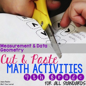 Preview of Fourth Grade Measurement & Geometry Test Prep Cut and Paste Math Activities 