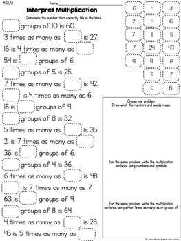 Cut and Paste Math Activities for Fourth Grade {OA & NBT} NO PREP