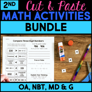 Preview of Cut and Paste Math Activities for Second Grade BUNDLE