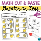 Cut and Paste Math Activities Greater or Less Than Compari