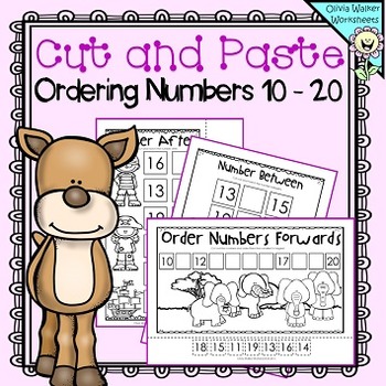 Preview of Cut and Paste Ordering Numbers 10 - 20 (Teen Numbers) Printables, Before After