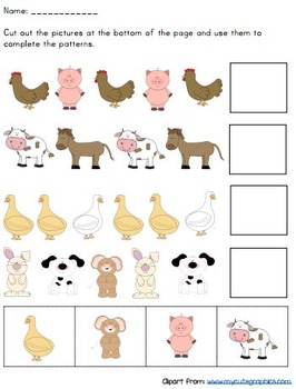 Cut and Paste Pattern Worksheets by Playful Learning | TpT