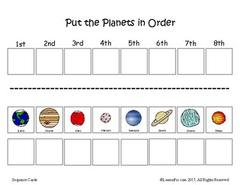 Preview of Cut and Paste Planets in Order (No Pluto)