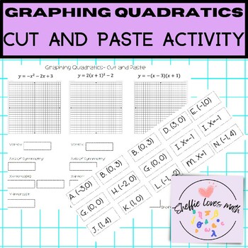 Preview of Cut and Paste Quadratic Graphing Activity- vertex, standard, intercept, parabola