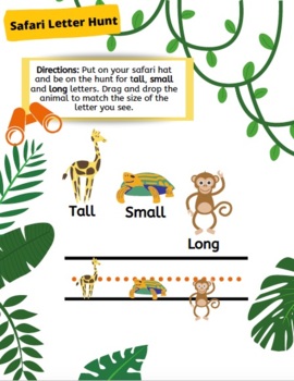 Preview of Cut and Paste Safari Letter Size Worksheet