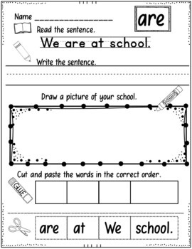 Read, Write, Draw, Cut and Paste Sentences by Judy Tedards | TpT