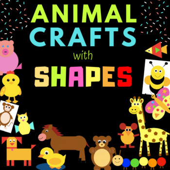 NO PREP Homeschool's Cut and Paste Shape CRAFT -21 Animals/Birds Shape  Puzzles