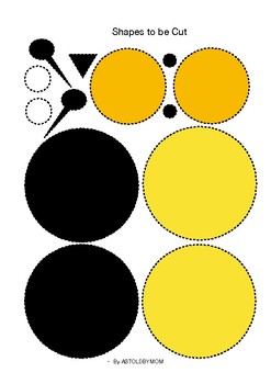 Cut and Paste Shape Craft - Bee Puzzle (in Color & B&W both) by AsToldByMom