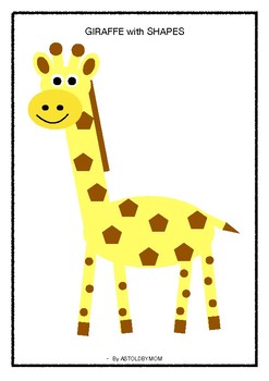 Preview of Cut and Paste Shape Puzzle - GIRAFFE Puzzle