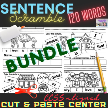 Preview of Cut and Paste Sight Word Sentence Scramble GIANT BUNDLE