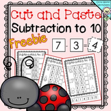 Cut and Paste Subtraction to 10 Worksheets - FREE for Kind