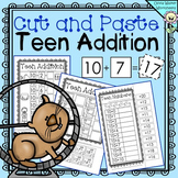 Cut and Paste Teen Addition, Ten and Ones Worksheets, Prin