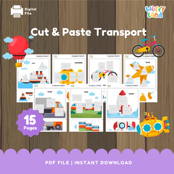 Preview of Cut and Paste Transport | Transportation Matching Game, Puzzle Matching Game