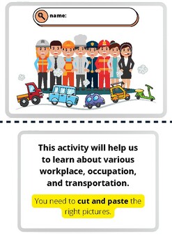 Preview of Cut and Paste Workplace, Occupation, and Transportation Worksheet