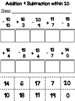 addition mixed subtraction worksheets within paste cut followers