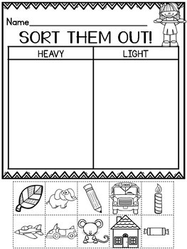Heavy And Light Cut And Paste Worksheets - Geotwitter Kids ...