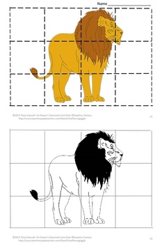 Zoo Animals Activities, Printable Cut and Paste Puzzles, Matching Pictures