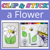 Cut and Paste a Flower Art Craft Spring Activity Color & BW Fun