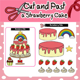 Cut and Paste activity - Strawberry Cake Scissor Skills Art.