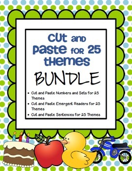 Preview of Numbers, Sentences and Readers Using 12 Familiar Categories - Cut Paste BUNDLE