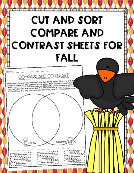 Preview of Cut and Sort Compare and Contrast Sheets for Fall