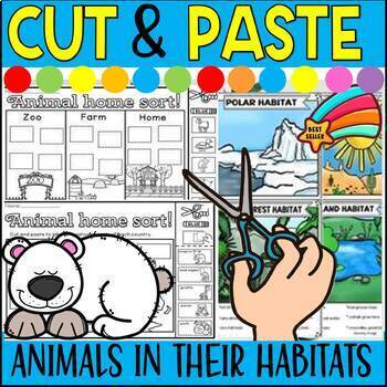 Preview of Cut and paste animals in their habitats