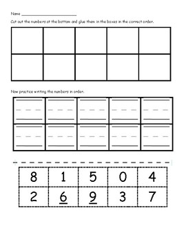 Cut and paste numbers in order DIFFERENTIATED by Amy Riordan | TpT