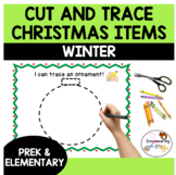 Cut and trace winter objects. Mitten,lights,sleigh, fine m