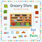 Cut & paste activity for kids: Grocery Store