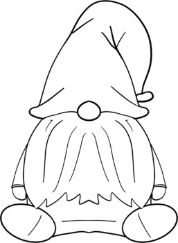 Cute 11 Gnome Character outline Doodle Clipart by Sanddy Doodle Art