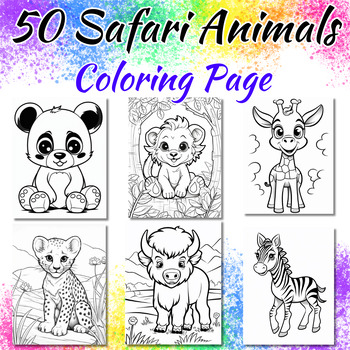 Jungle Animals Coloring Book For Adults: 50 Jungle Animals