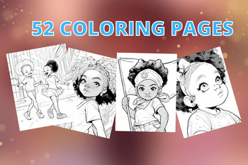 Preview of Cute African Girls Juneteenth Coloring Book