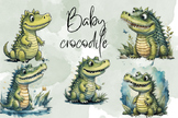 Cute Alligator Watercolour Clip Art