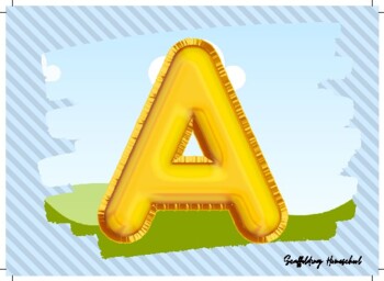 Preview of Cute Alphabet Cards 26 cards printable Gold Balloon Letters 7x5 in