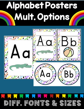 Preview of Cute Alphabet Poster Signs 2 Fonts, Mult Sizes, Labels-Pastel Dalmatian Boho