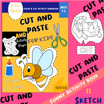 Preview of Cute And Paste Adventures for KIDS (Scissor and coloring skills) Activities Book