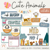 Cute Animal Classroom Labels Bundle | Cute Class Decor | Editable