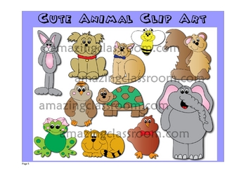 Preview of Cute Animal Clipart Clip Art Graphics Images