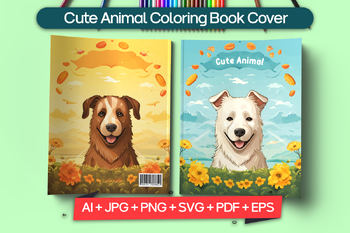 Preview of Cute Animal Coloring Book Cover, Dog printable illustration