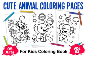 Cute Animal Coloring Pages | Vol 03 by Rosey Files | TPT