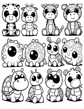 Preview of Cute Animal Coloring Printable Worksheets- 3 Pack